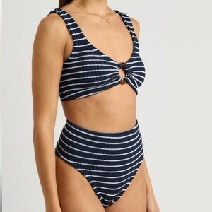 Hunza G Nadine Bikini in Navy Stripe. NWOT.